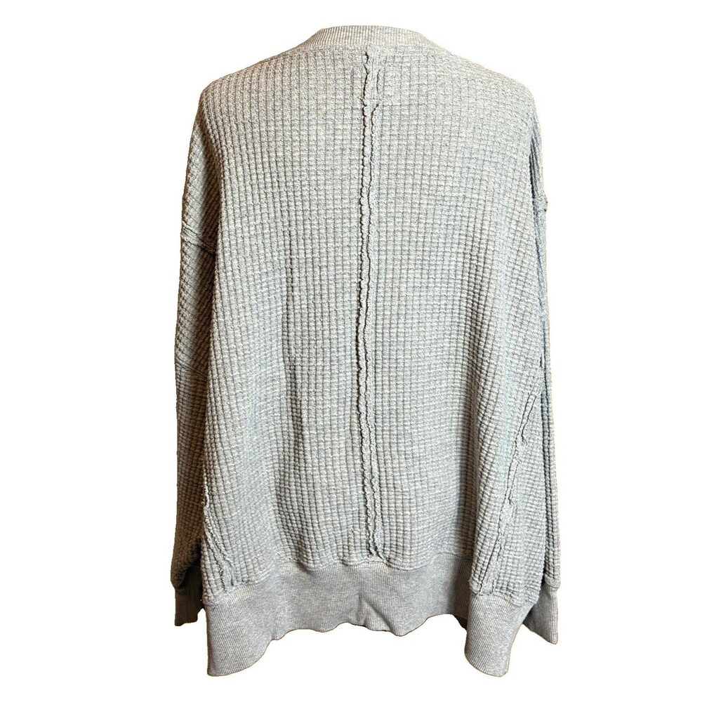 American Eagle Outfitters Women’s Gray Waffle-Knit Scoop Neck Pullover XL Y2K